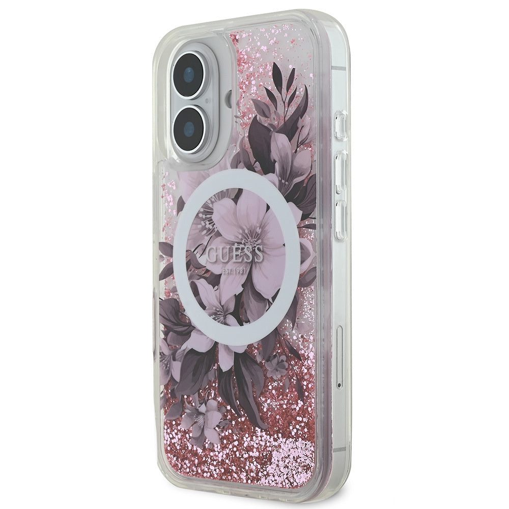 Guess iPhone 16 Plus Orjinal Lisanslı Magsafe Şarj Özellikli Sıvılı Simli Çiçek Desenli Telefon Kılıfı-17 Guess iPhone 16 Plus Orjinal Lisanslı Magsafe Şarj Özellikli Sıvılı Simli Çiçek Desenli Telefon Kılıfı-17